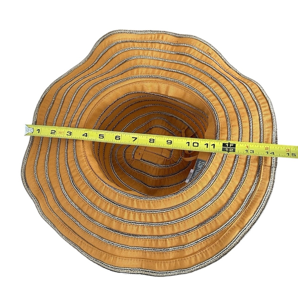 San Diego Hat Company Wide-Brim Ribbon Sun Hat Packable Orange & Brown One Size - Picture 6 of 7